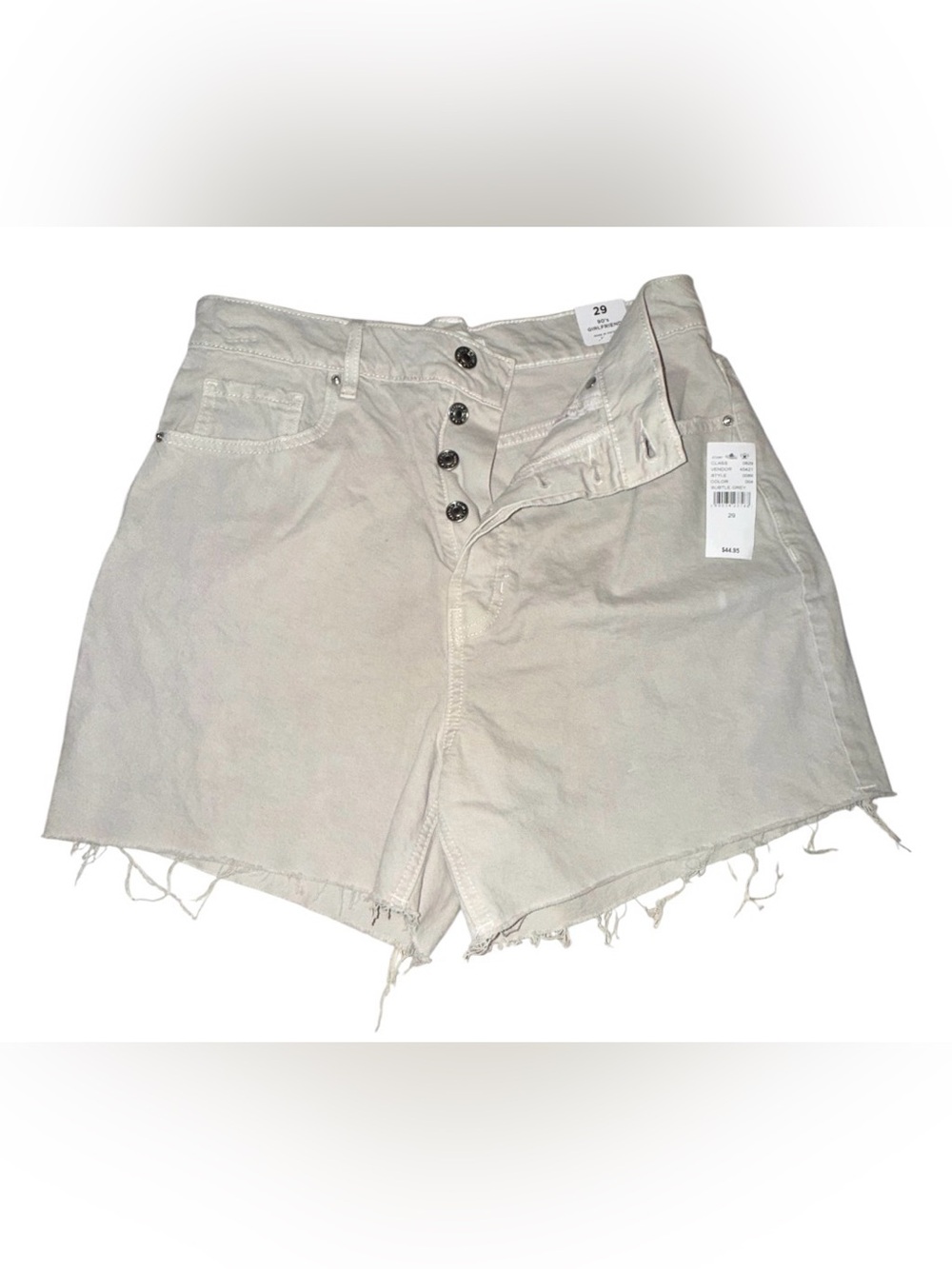 PacSun Light Grey High-Rise Button Fly Jean Shorts
